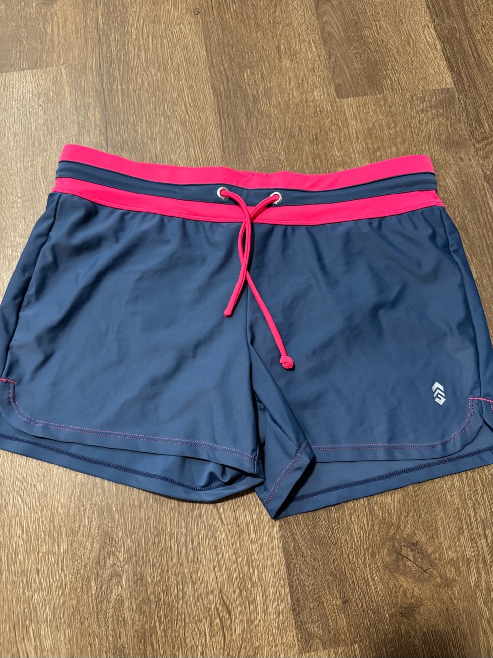 Free Country Women’s Swim Shorts Navy Pink with Drawstring Size Large